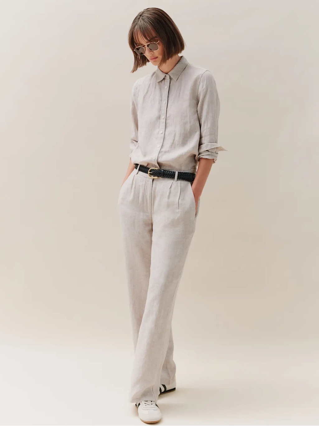 Quince 100% European Linen Pleated Wide Leg Trouser Pants Flax Size 2 Officewear